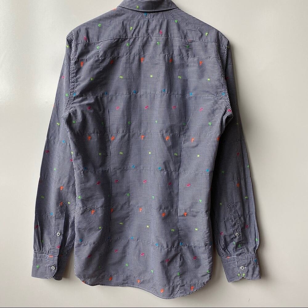 Manuel Ritz Button Down Check L/S Shirt Blue 40 - Picture 3 of 9